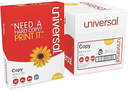 Universal 11289 Copy Paper Convenience Carton, 92 Bright, 20lb, 8 1/2 x11, White, 5 Reams/CT